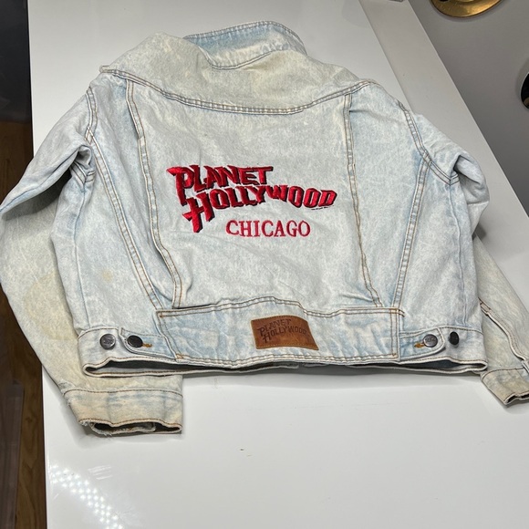 Planet Hollywood Chicago Sz S Vintage 1991 Acid Washed Loose Fit Denim Jacket - Picture 4 of 13